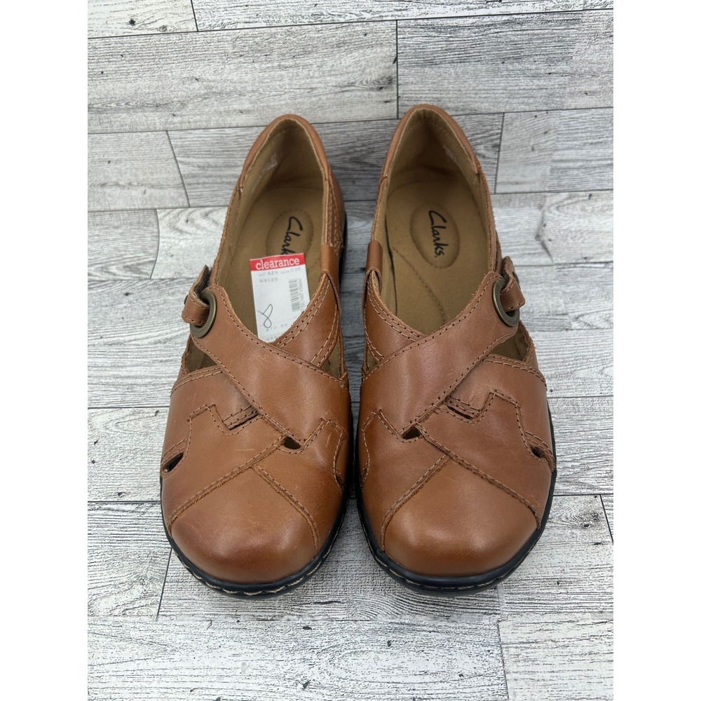 Clarks Brown Leather Mary Jane Shoes Comfort Flats 26069125 Women Size 8M - Picture 3 of 13